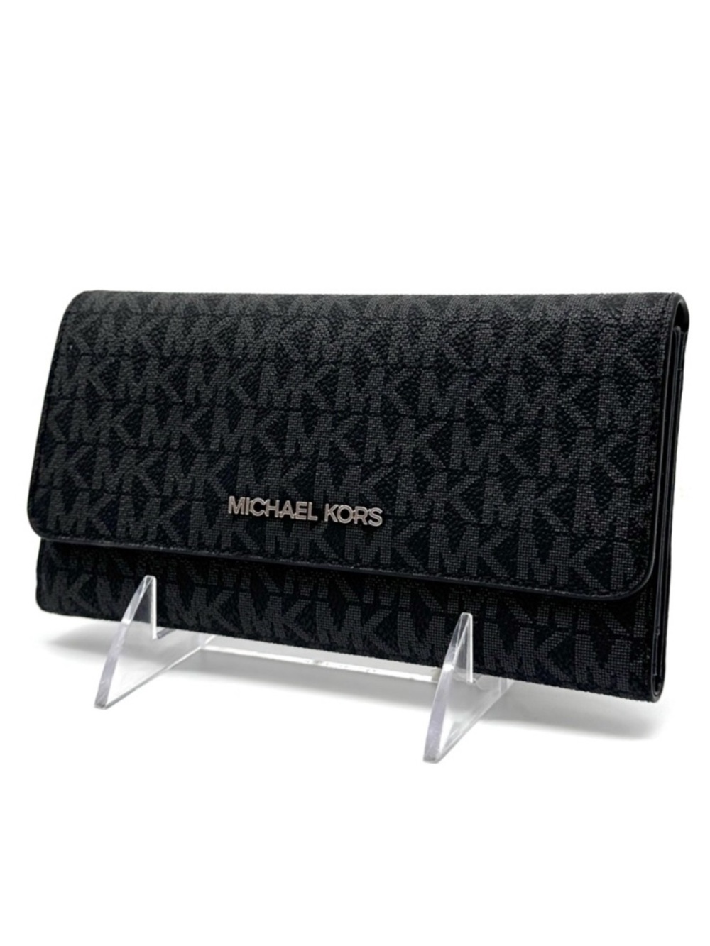 Michael Kors Large Trifold Wallet Black Signature